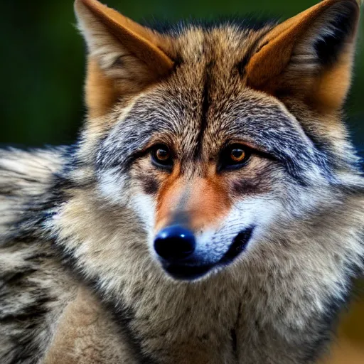 Prompt: professional photograph of a tawny eurasian wolf, high quality, hd, 8 k, 4 k, magnificent, award - winning, nature, nature photography, awe - inspiring, highly detailed, amazing