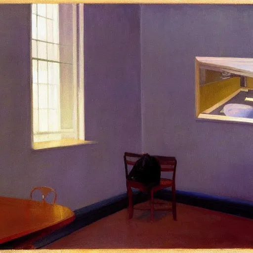 Image similar to painting of a flooded house interior, by Edward Hopper