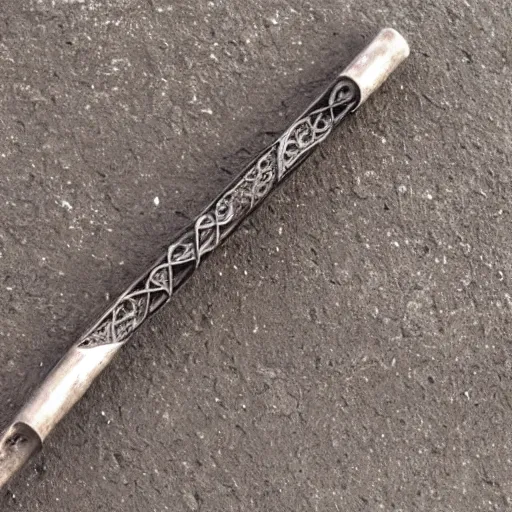 Prompt: traverse flute made out of iron