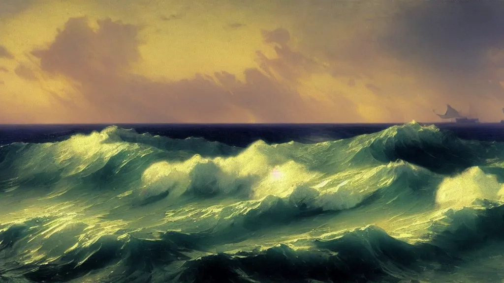 Image similar to ocean waves by ivan aivazovsky, by joaquin sorolla, 4 k resolution