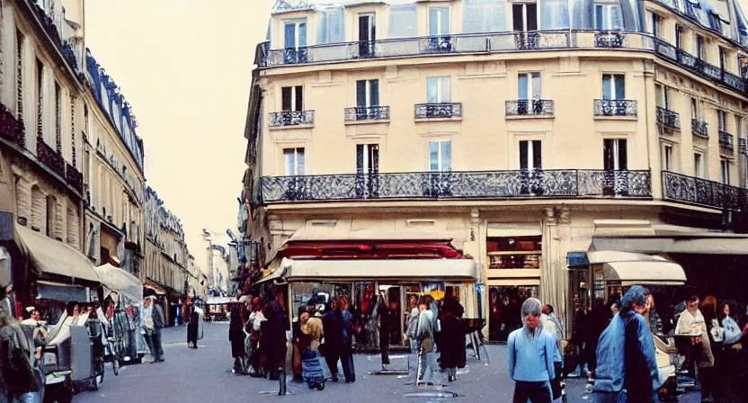 Prompt: Paris!!! in the 1980s!!!! still photograph! kodak kodacolor 200