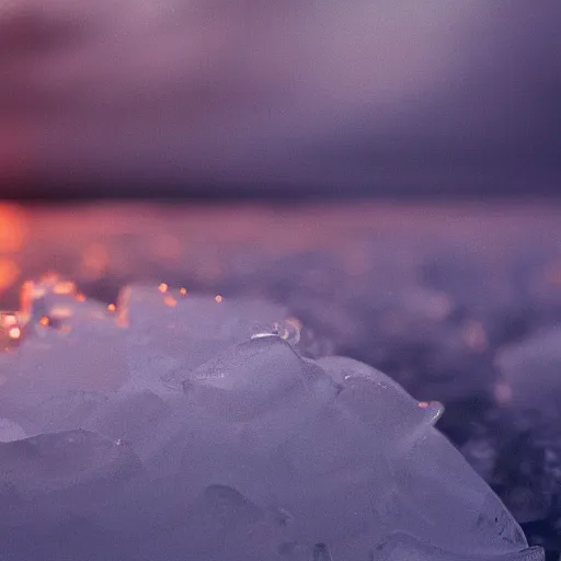 Prompt: a detailed focus stacked macro shot of ice during sunset in iceland digital painting, artstation, concept art, smooth, sharp focus, illustration