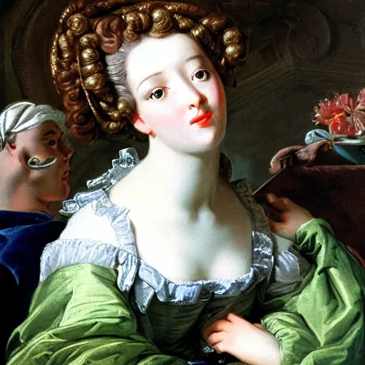 Prompt: a portrait of a female android by francois boucher