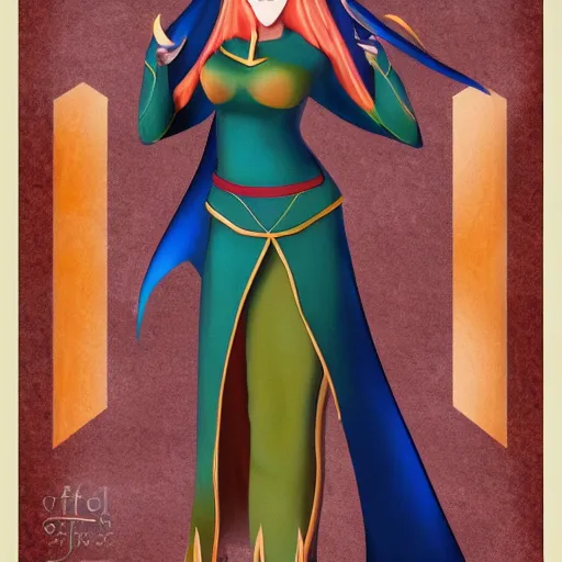 Image similar to elf mage, fantasy, art deco, trending on devianart, detailed