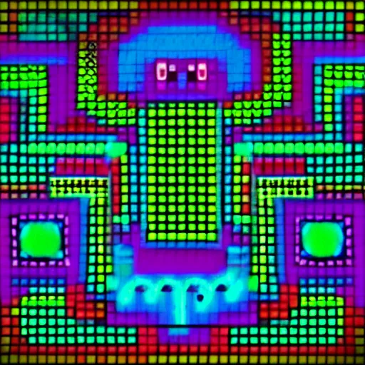 Image similar to Conway's Game of Life logo in neon style