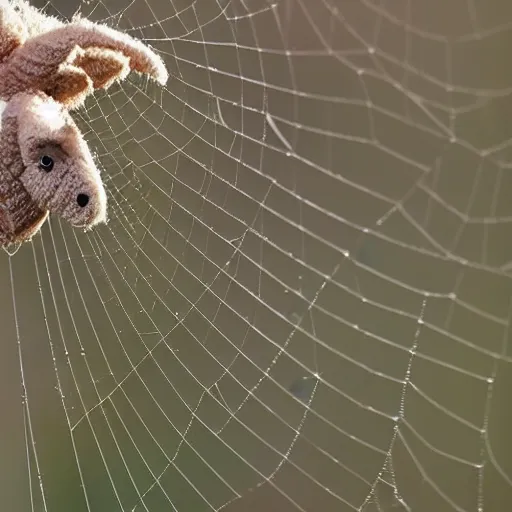 Image similar to spider weaves a web in the form of a sheep