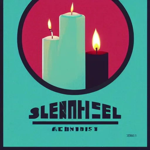 Image similar to retro illustration with a set of beautiful scented candles, an art deco painting by tom whalen, trending on behance, art deco, digital illustration, storybook illustration, grainy texture, flat shading, vector art, airbrush, pastel, watercolor, poster