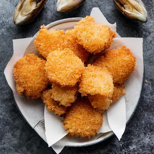 Image similar to a bag of frozen breaded scampi with maerl spilling out