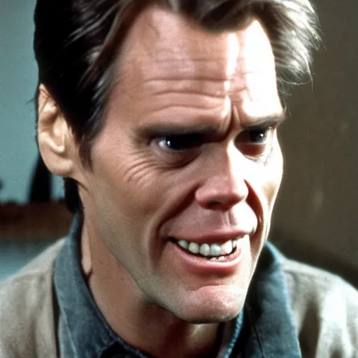 Prompt: Jim Carrey as Norman Bates in the movie Psycho movie still