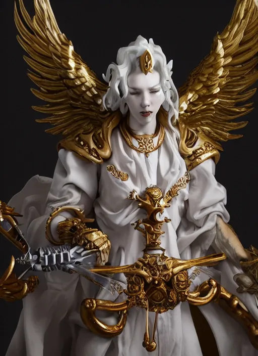 Prompt: high intricate porcelain baroque angelic priest fighting the hell demon, maria panfilova, andrea savchenko, mike kime, ludovic plouffe, qi sheng luo, oliver cook, trending on artstation