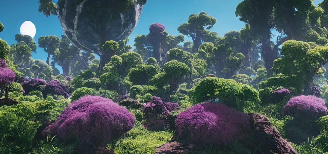 Prompt: a hyper real image of exoplanet flora on an alien world, rendered in unreal engine.