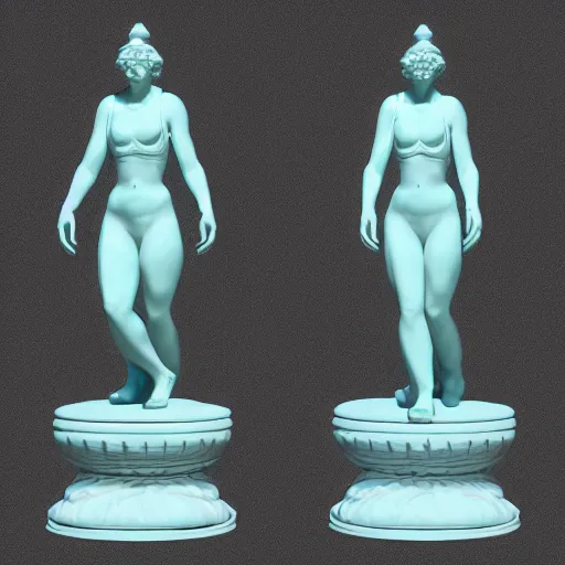 Image similar to big 3 d rendered fancy cyan marble statue