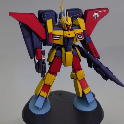 Prompt: Tau Gundam, painted warhammer 40k miniature