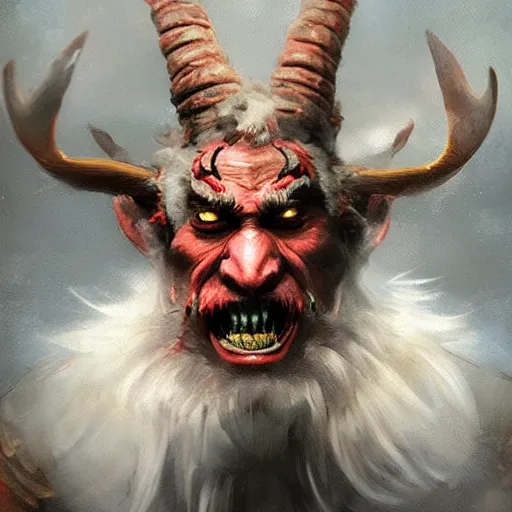 Image similar to portrait of krampus by ruan jia