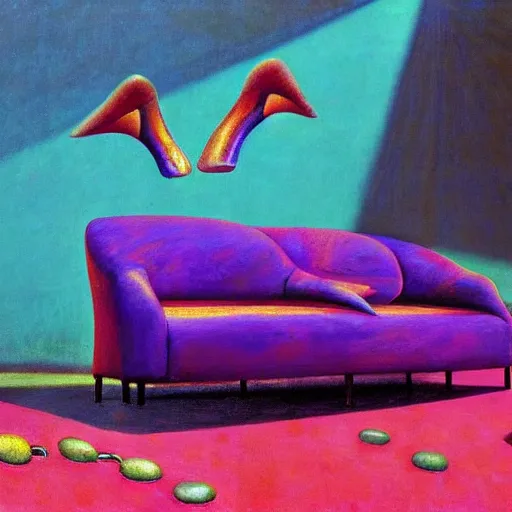 Image similar to psychedelic couch sofa costa blanca, designed by arnold bocklin, jules bastien - lepage, tarsila do amaral, wayne barlowe and gustave baumann, cheval michael, trending on artstation, mediterranean, star, sharp focus, colorful refracted sparkles and lines, soft light, 8 k 4 k