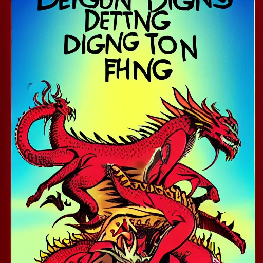 Prompt: vhs cover for movie demons and dragons fighting, stylized, bold color