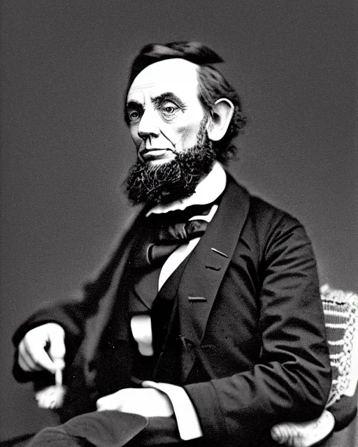 Prompt: a black and white photo of paul giamatti!!, paul giamatti! portraying abraham lincoln, a colorized photo by samuel f. b. morse, cg society, american romanticism, creative commons attribution, colorized, associated press photo