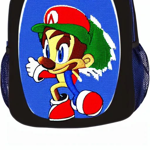 Image similar to a backpack embroidery obama sonic the hedgehog super Mario