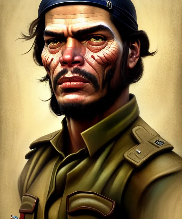 Prompt: ernesto che guevara, highly detailed face!!!, true anatomy!, extremely detailed!, digital painting, unreal engine 5, art by tom bagshaw