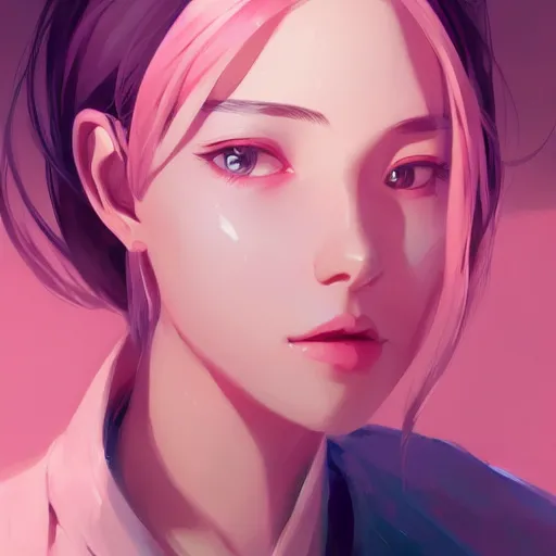 Prompt: portrait woman girl miss attractive eye catching official fanart behance hd artstation by Rossdraws and Jesper Ejsing, by Makoto Shinkai and Lois van baarle, ilya kuvshinov, portrait soft pink theme