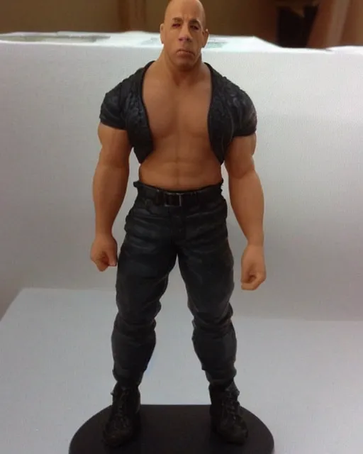 Image similar to a cute little plastic statuette of vin diesel, ebay listing, product picture, advertisement, thumbnail