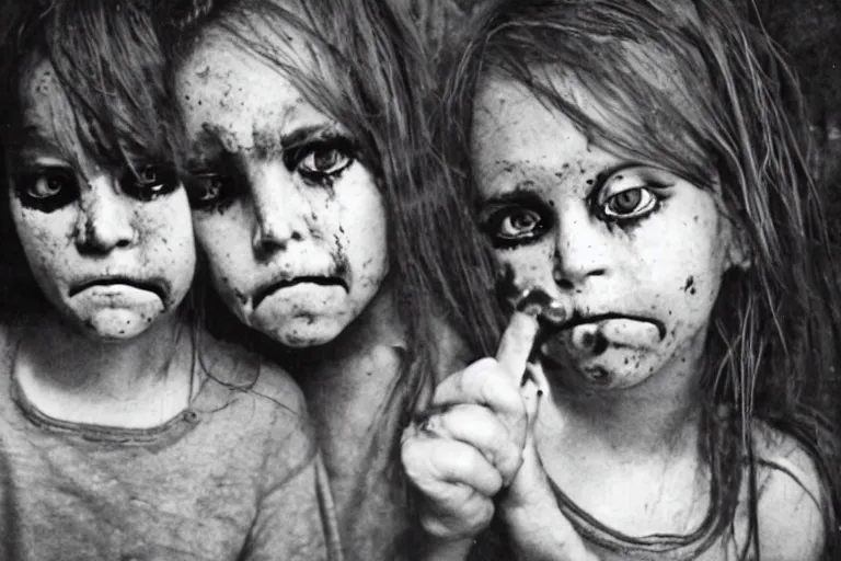 Image similar to black eyed kids, creepy, demonic