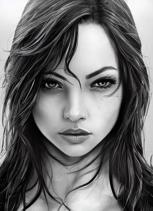 Image similar to headshot of a beautiful woman in black and white, art by diego fazio and diegoKoi and oscar Ukono, concept art, sharp focus, artgerm, 8k highly detailed