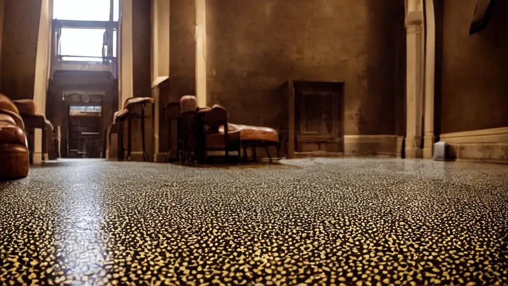 Image similar to dustpunk freckled butler floor in a bright lobby, iso 2 0 0