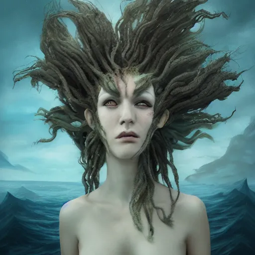 Prompt: an evil three headed sea hag, seaweed hair, extremely detailed oil portrait, horror, monster, d & d character art, digital art, oil painting, unreal 5 render, digital art, octane render, beautiful composition, trending on artstation, award winning photograph, masterpiece