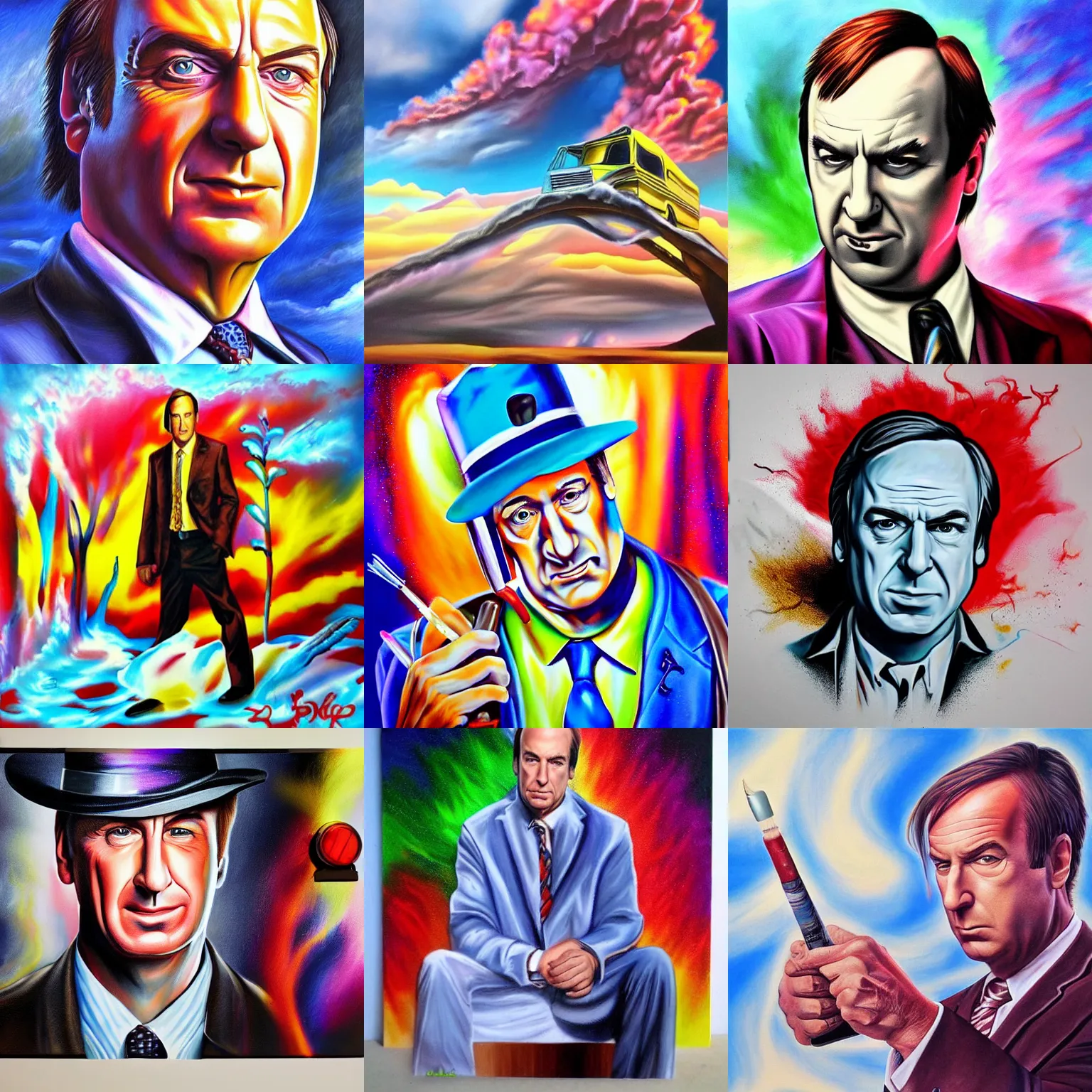 Prompt: Saul goodman :: airbrush art