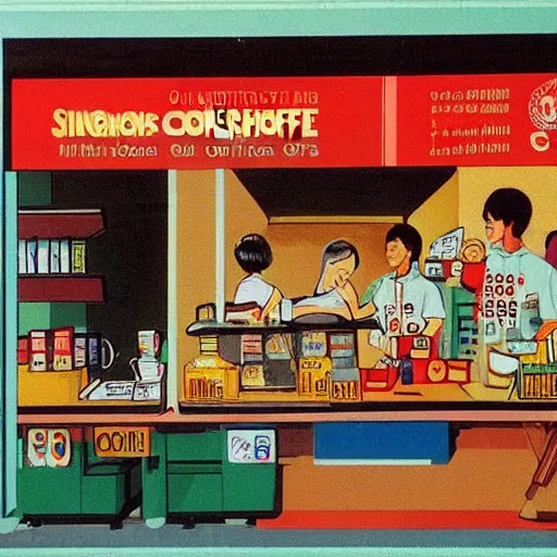 Image similar to 1 9 9 0 s singaporean public education poster for neighbourhood coffee shops