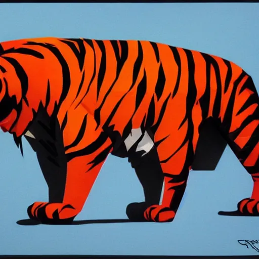 Image similar to [ origami tiger ] by syd mead