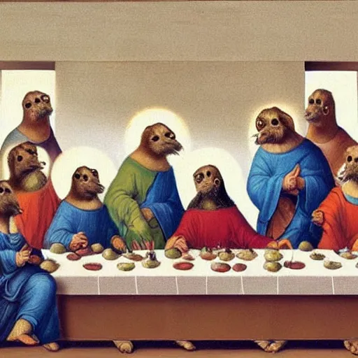 Image similar to hamsters at the last supper table