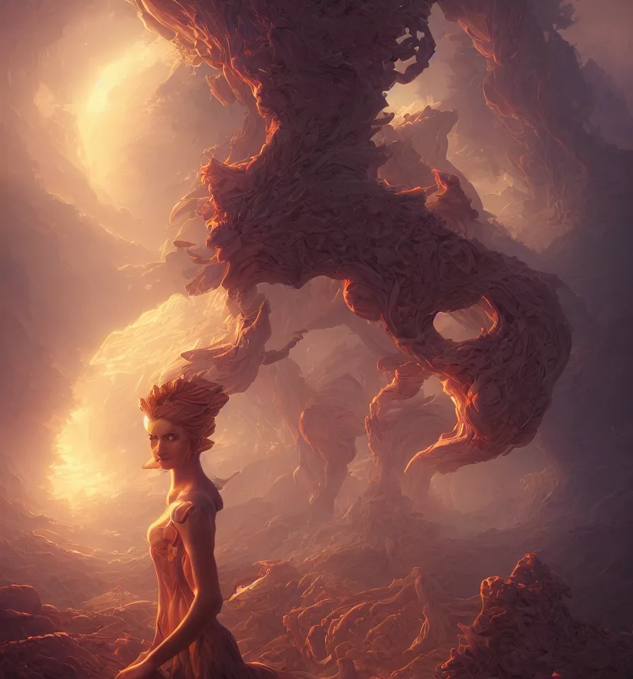 Prompt: a portrait of a beautiful elegant elemental entity, backlit, strong rim light, highly detailed, digital painting, HDRI, by Alvaro Castagnet, Casey Weldon, Peter Mohrbacher, Dan Mumford, Artgerm, Andreas Rocha, vivid colors, high contrast, 8k resolution, intricate, photorealistic, smooth