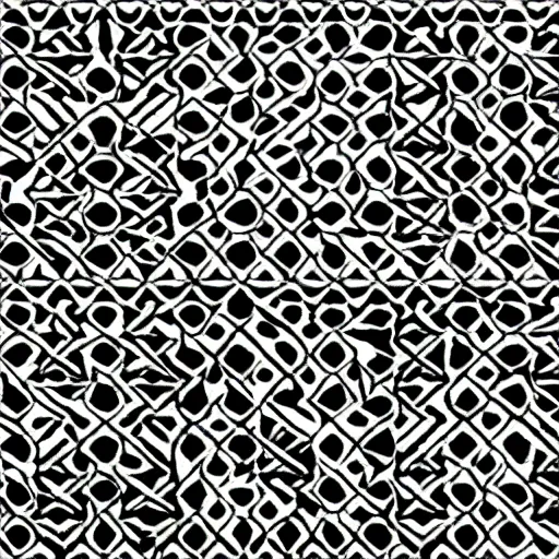 Image similar to high resolution, black and white, symmetric , low Polly, ancient patterns coming from deep within the between