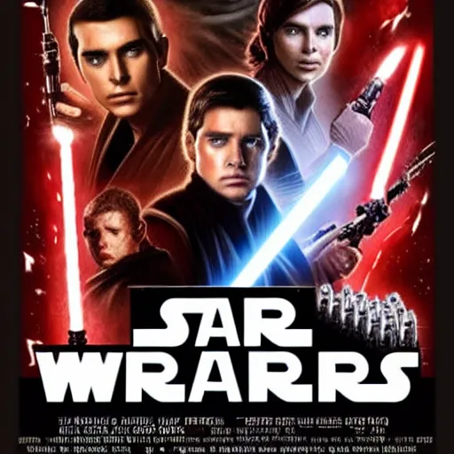 Prompt: detailed star wars movie poster with kim kardashian sith and ben shapiro jedi