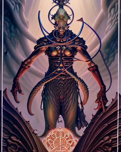 Image similar to the judge tarot card, fantasy character portrait made of fractals, ultra realistic, wide angle, intricate details, the fifth element artifacts, highly detailed by peter mohrbacher, hajime sorayama, wayne barlowe, boris vallejo, aaron horkey, gaston bussiere, craig mullins