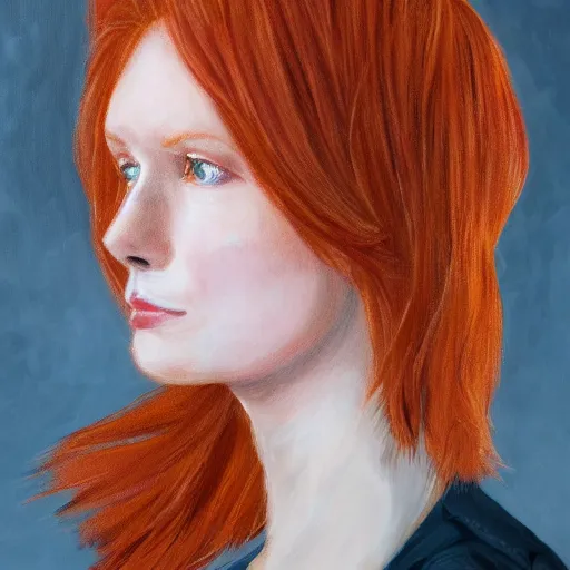 Prompt: portrait of ginger hair woman detailed face, detailed 8 k