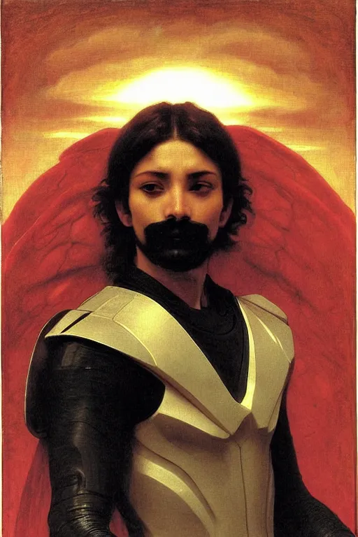 Image similar to portrait of a kamen rider, majestic, solemn, by bouguereau