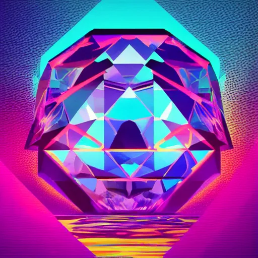 Image similar to diamond gem, epic retrowave art, trending on art station