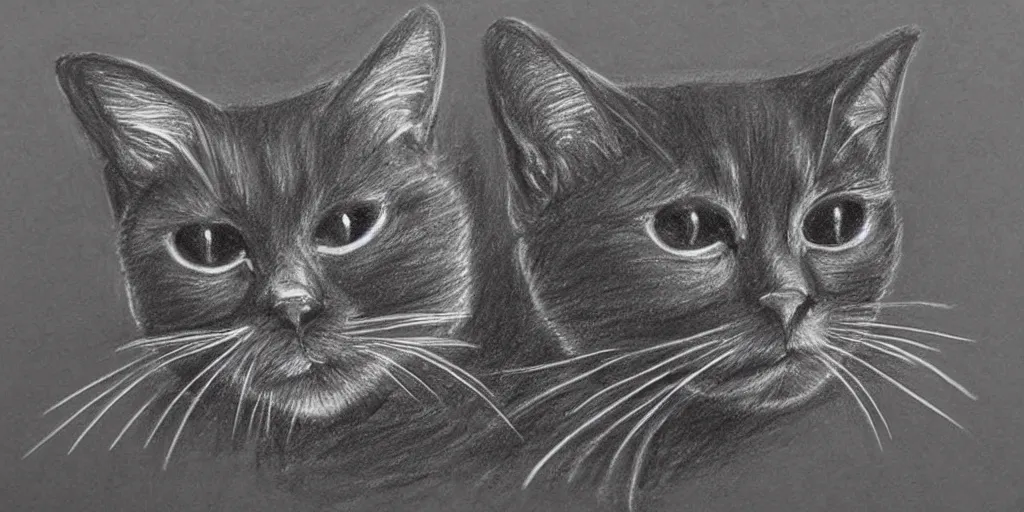 Prompt: how to draw a cute cat, step by step, on black board, chalk drawing