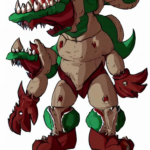 Image similar to https://i.ibb.co/7GjXpG9/evil-giga-bowser-by-bigboss0007-de3sr14-fullview.jpg GigaBowser Demon roaring into the sky breathing fire, muscular arms, standing upright, talons, horns, super Mario, horror, silent Hill landscape, highly detailed, ruined kingdom, Masahiro Ito