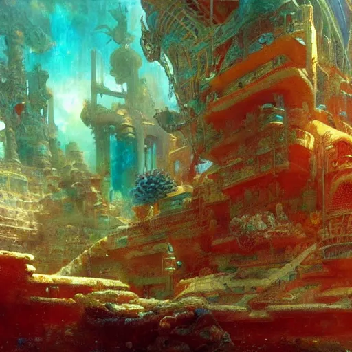 Prompt: underwater city, under the sea, ancient greece, neo futurism, blue glow highly detailed painting by gaston bussiere, craig mullins, j. c. leyendecker 8 k
