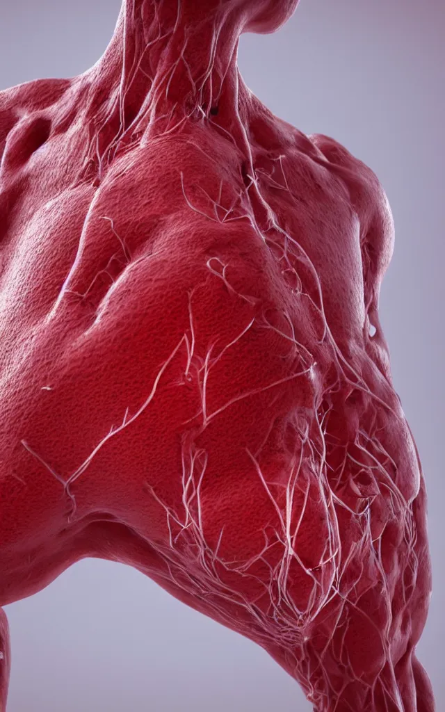 Image similar to intricated scientific medical 3d animation of veins and hemoglobines with a bat inside 3d octane render