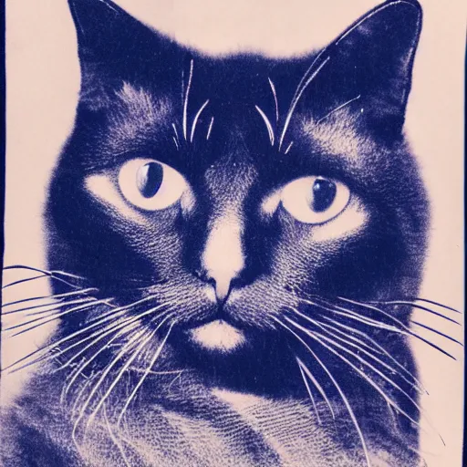 Image similar to cyanotype of a cat