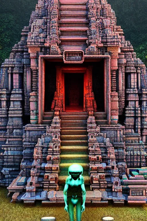 Image similar to alien portal made out of hindu temples by stanley kubrick and tooth wu and wlop and beeple