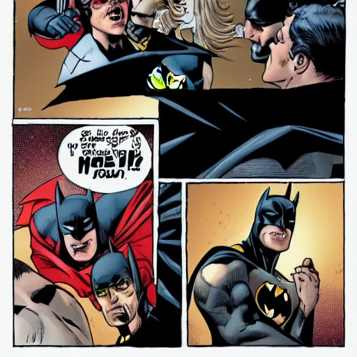Prompt: Batman slapping robin in the face with another robin