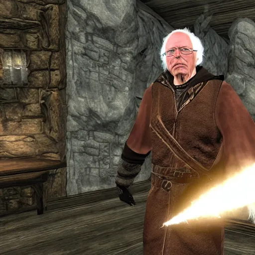 Image similar to Bernie Sanders in Skyrim