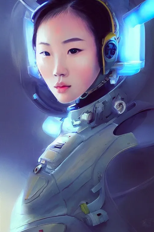 Image similar to portrait futuristic beautiful Asian trending on artbreeder, pinterest Airforce armored pilot Girl, at inside of future fighter aircraft, ssci-fi, fantasy, intricate, very very beautiful, elegant, human anatomy, neon light, highly detailed, digital painting, artstation, concept art, soft light, smooth, sharp focus, illustration, art by tian zi and WLOP and alphonse mucha