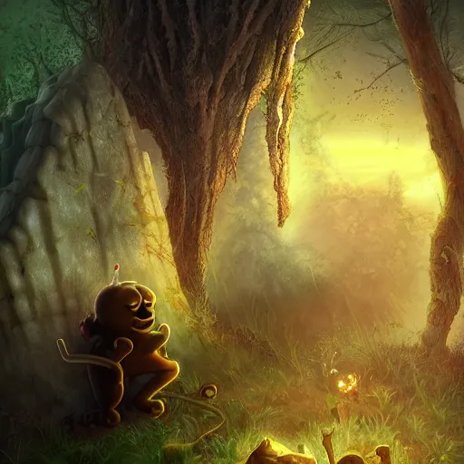 Prompt: an ancient, eldritch, and godlike garfield crying at a overgrown and abandoned grave trending on artstation deviantart pinterest photorealistic hd 8 k highlights and shadow detailed high resolution